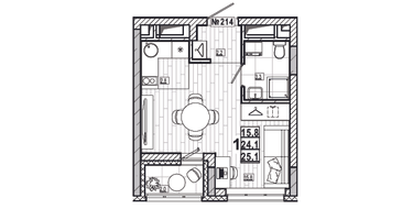 Студия, 25 м²