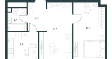 2-к. квартира, 50&nbsp;м²