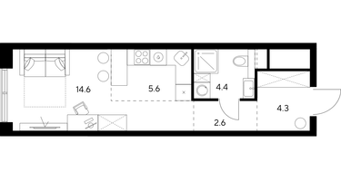 Студия, 31 м²