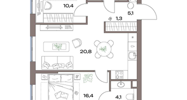 3-к. квартира, 62&nbsp;м²