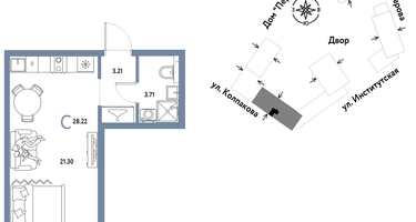 Студия, 28 м²