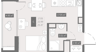 Студия, 25&nbsp;м²