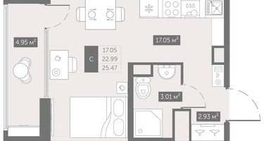Студия, 25&nbsp;м²