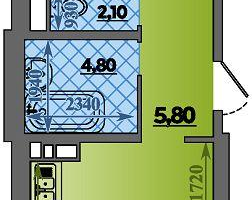 1-к. квартира, 46&nbsp;м²