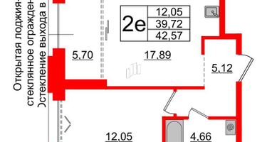 1-к. квартира, 39 м²