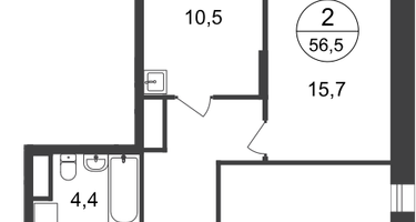 2-к. квартира, 56&nbsp;м²