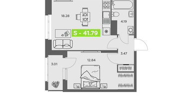 Студия, 41&nbsp;м²