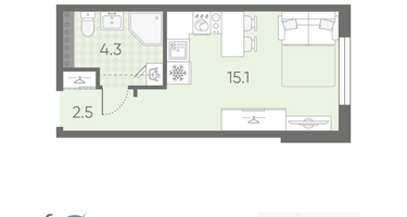 Студия, 21&nbsp;м²