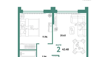 2-к. квартира, 42&nbsp;м²