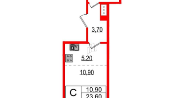 Студия, 23&nbsp;м²