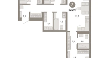 3-к. квартира, 83&nbsp;м²