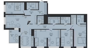 5-к. квартира, 159&nbsp;м²
