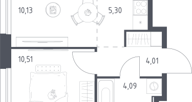 Студия, 34&nbsp;м²