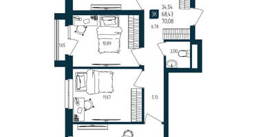 3-к. квартира, 68&nbsp;м²