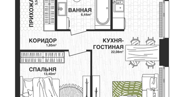 1-к. квартира, 49 м²