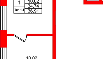 1-к. квартира, 34 м²