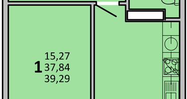 1-к. квартира, 39&nbsp;м²