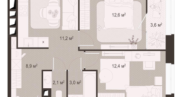 2-к. квартира, 53 м²