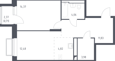 Студия, 52&nbsp;м²