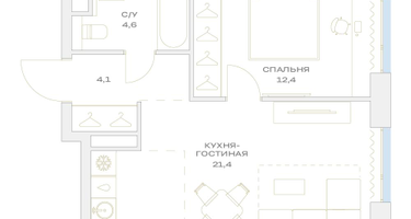 2-к. квартира, 42&nbsp;м²