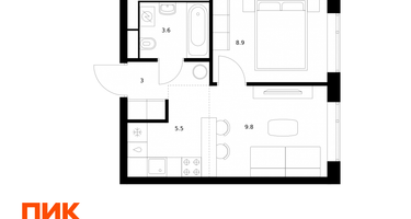 1-к. квартира, 30&nbsp;м²