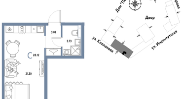 Студия, 28 м²