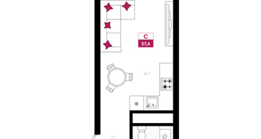 Студия, 27&nbsp;м²