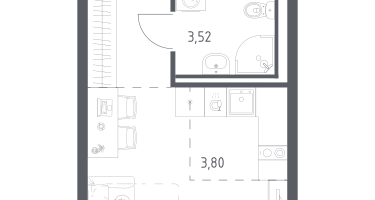 Студия, 22&nbsp;м²