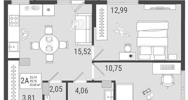 2-к. квартира, 50&nbsp;м²