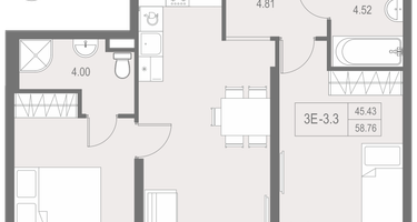 2-к. квартира, 58&nbsp;м²