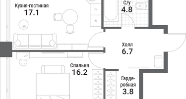 1-к. квартира, 48 м²
