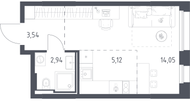 Студия, 25&nbsp;м²