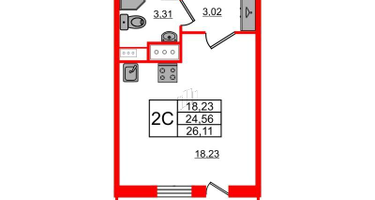 Студия, 24&nbsp;м²