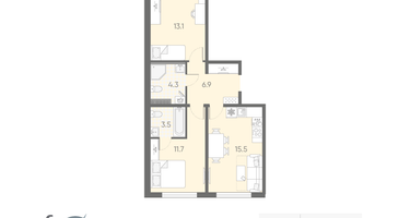 2-к. квартира, 56&nbsp;м²