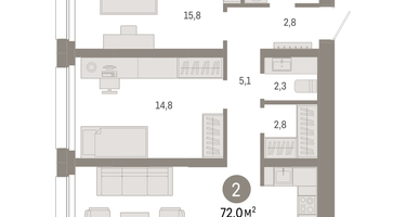 2-к. квартира, 72 м²