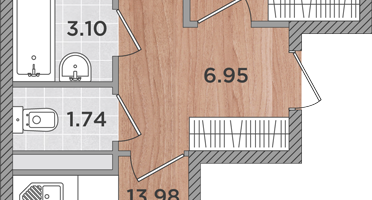 2-к. квартира, 57 м²