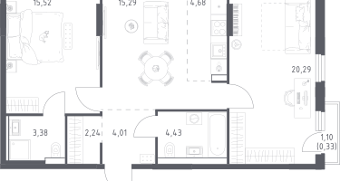 Студия, 70&nbsp;м²