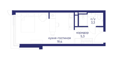 Студия, 28&nbsp;м²