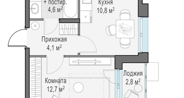 1-к. квартира, 32&nbsp;м²