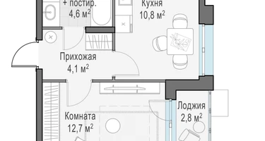 1-к. квартира, 33&nbsp;м²