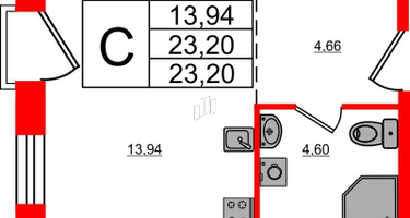 Студия, 23&nbsp;м²