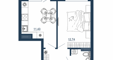 1-к. квартира, 34&nbsp;м²