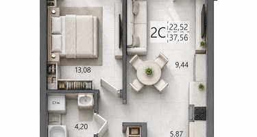 2-к. квартира, 37 м²