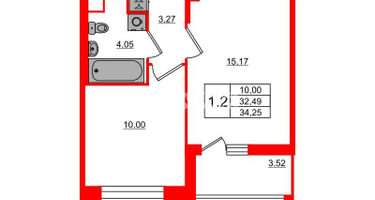 1-к. квартира, 32&nbsp;м²