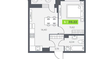 2-к. квартира, 34&nbsp;м²