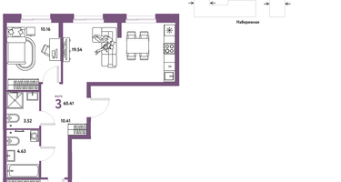 3-к. квартира, 60&nbsp;м²