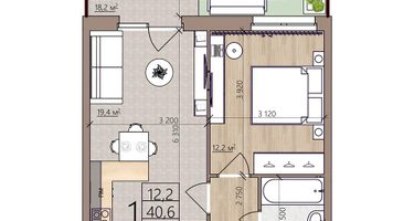 1-к. квартира, 58&nbsp;м²