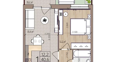 1-к. квартира, 58&nbsp;м²