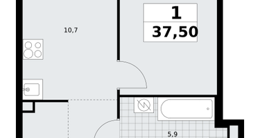 1-к. квартира, 37&nbsp;м²