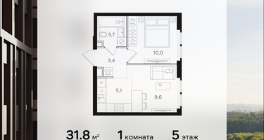 1-к. квартира, 31 м²
